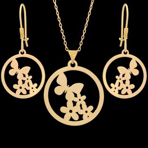 نیم ست طلا 18 عیار زنانه طلای مستجابی مدل گل و پروانه کد 04